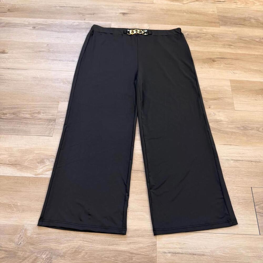 Black Dress‎ Pants with Gold Chain Women's 4XL Plus Size Palazzo Wide Leg